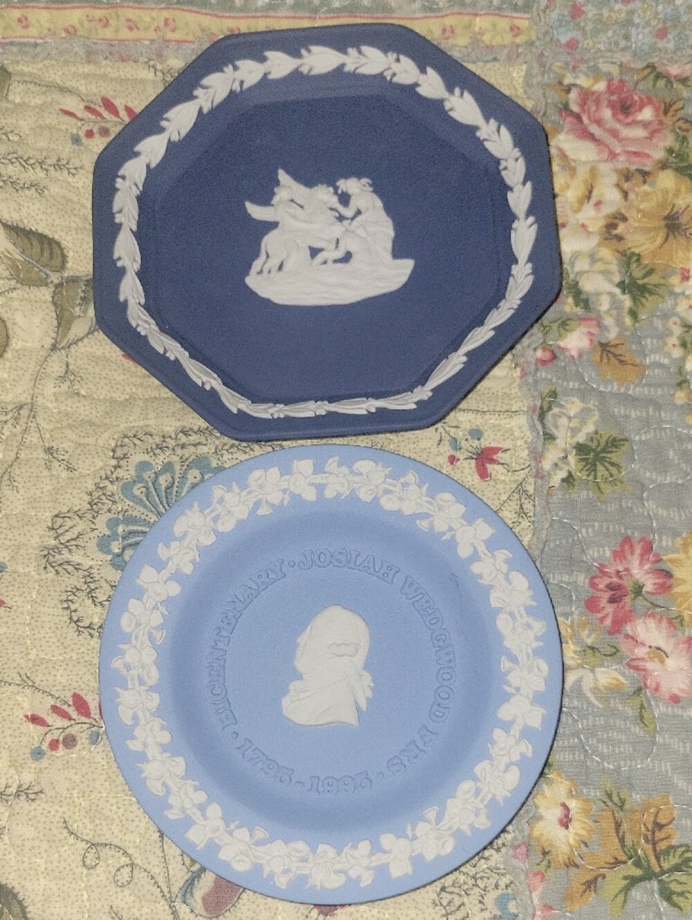 Wedgwood Blue Jasperware Pair with White Relief - Picture 2 of 8